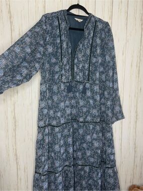 Lucky Brand NWT XL Blue Floral Drop-Waist Dress